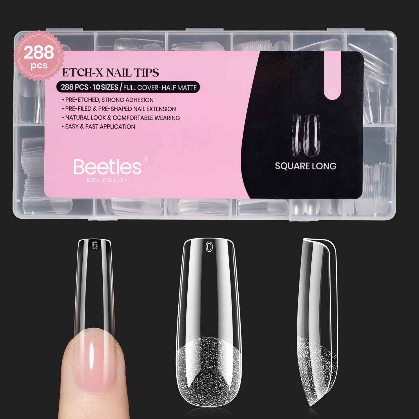 Beetles Soft Gel Nail Tips Short Almond 288pcs in 12 Sizes Etch-X