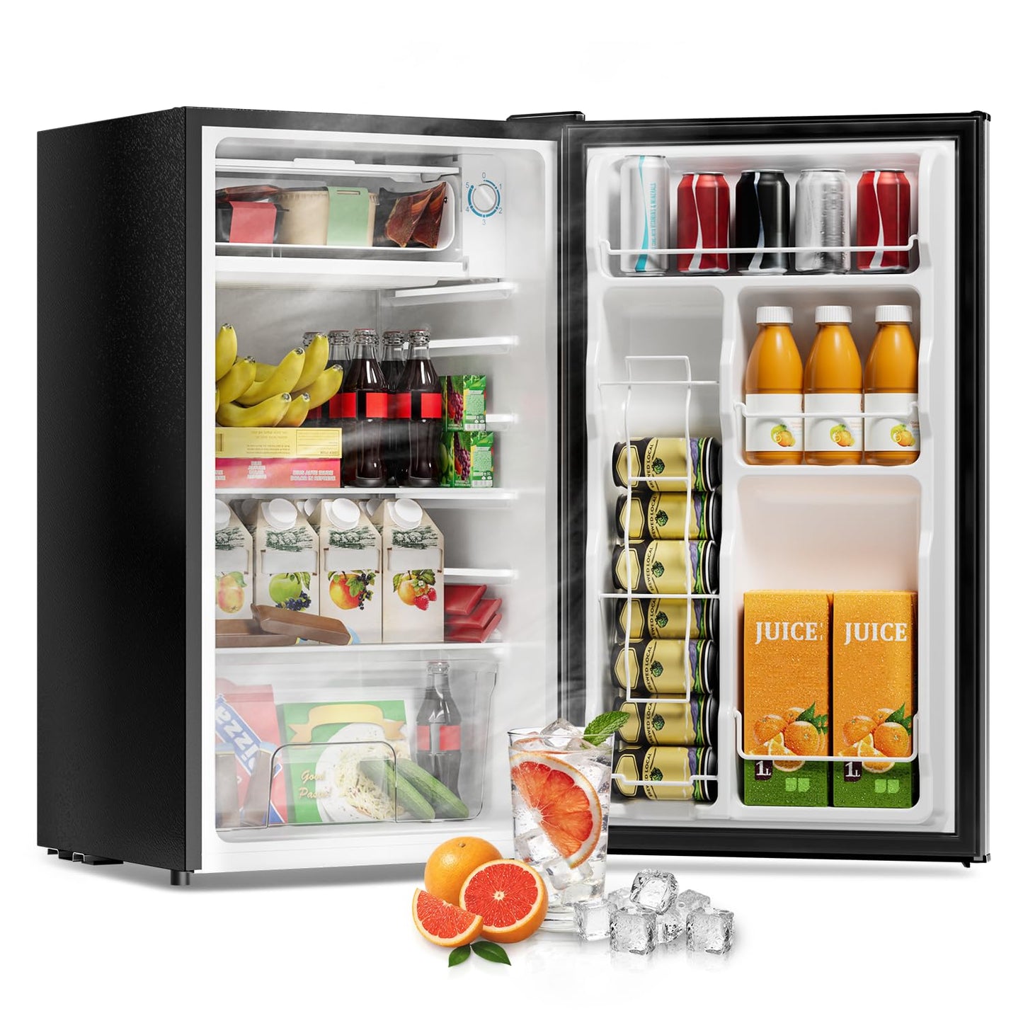3.2 Cu Ft Mini Fridge with Freezer, Single Door Upright Freezer