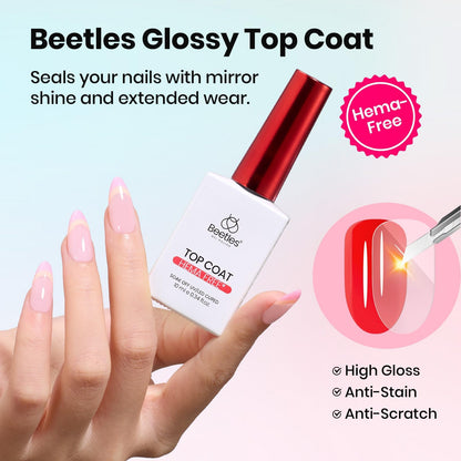 Beetles 2 Pcs 15ml No Wipe Gel Top Coat and Base Coat Set