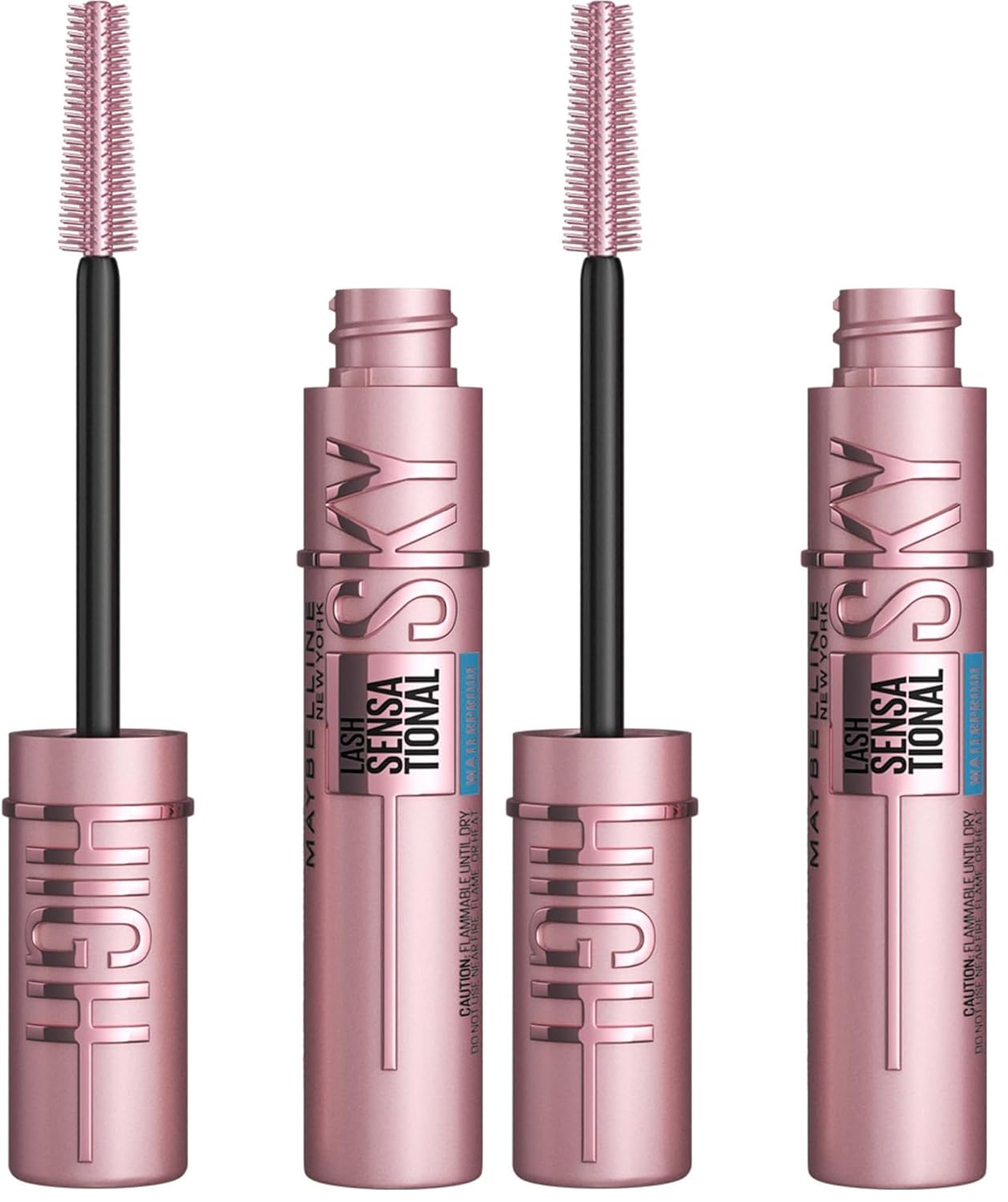 Maybelline Lash Sensational Sky High Washable Mascara Makeup, Volumizing, Lengthening, Defining, Curling, Multiplying, Buildable Formula, Blackest Black, 1 Count