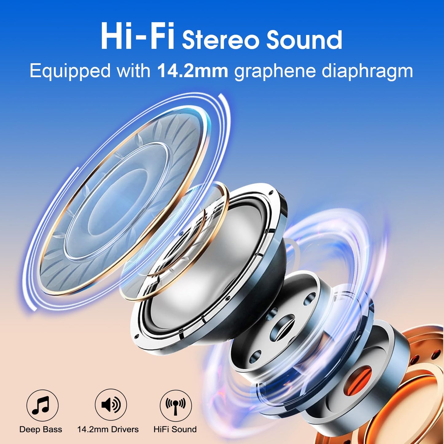 Wireless Earbuds 75H Bluetooth 5.4 Sport Headphones with Earhooks, Black