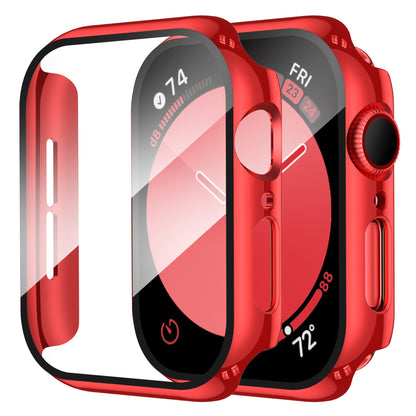 Smiling 2 Pack Case Compatible with Apple Watch SE 3 (2025)/ SE 2/ SE/Series 6/5/4 40mm with Tempered Glass Screen Protector, Hard PC Case Overall Protective Cover- 1 Blue+ 1 Transparent