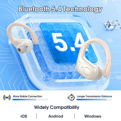 Wireless Earbuds 75H Bluetooth 5.4 Sport Headphones with Earhooks, Black