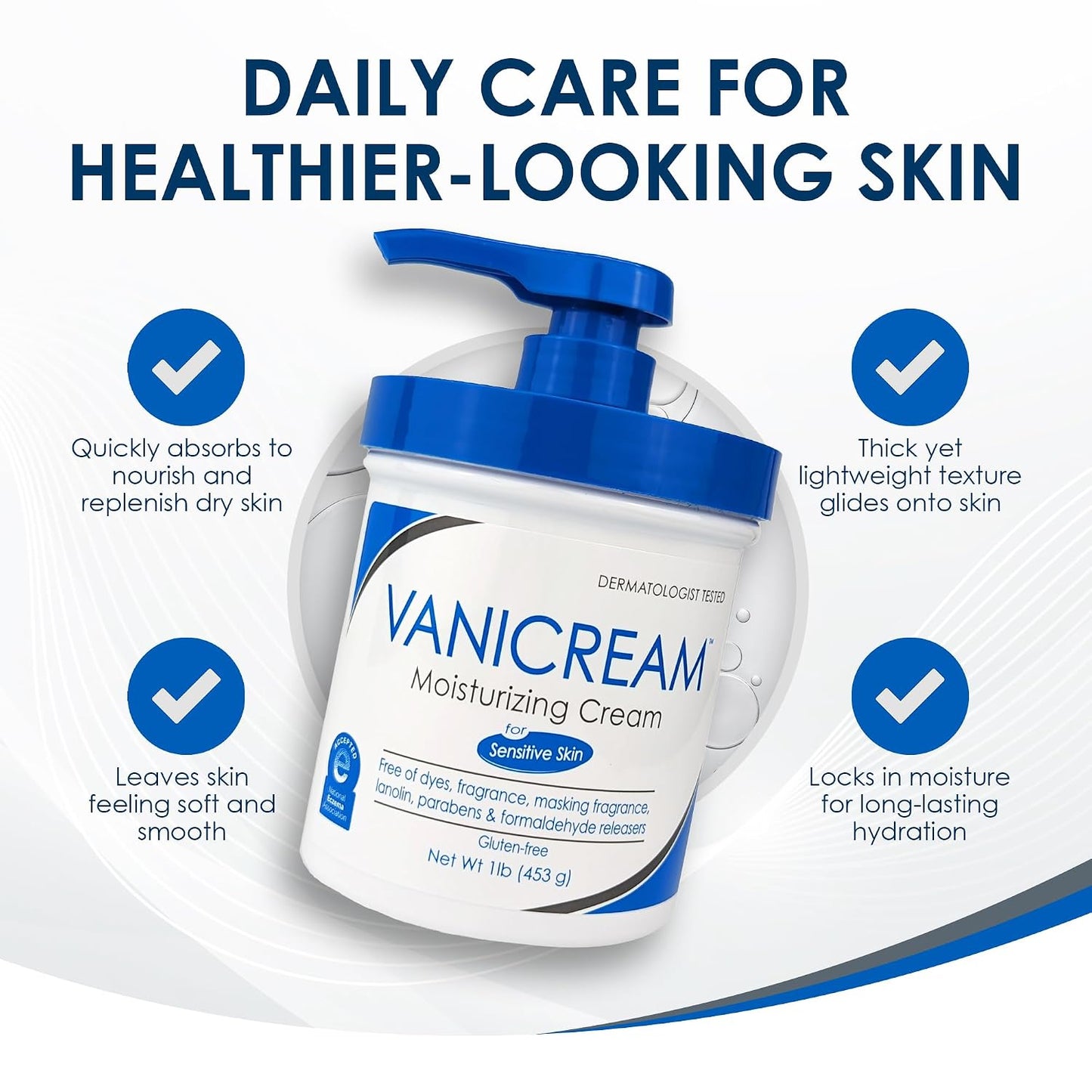 Vanicream Moisturizing Cream, Body & Face Moisturizer, 16 Oz Pump Dispenser