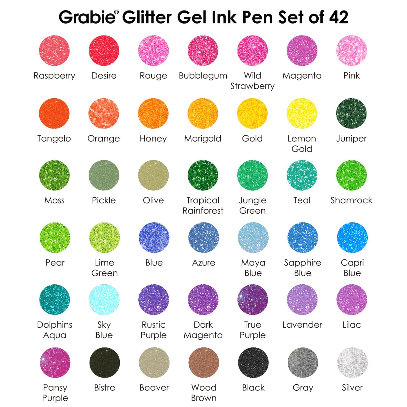 Grabie 18 Color Glitter Gel Pens, Retractable Sparkle Art Pens