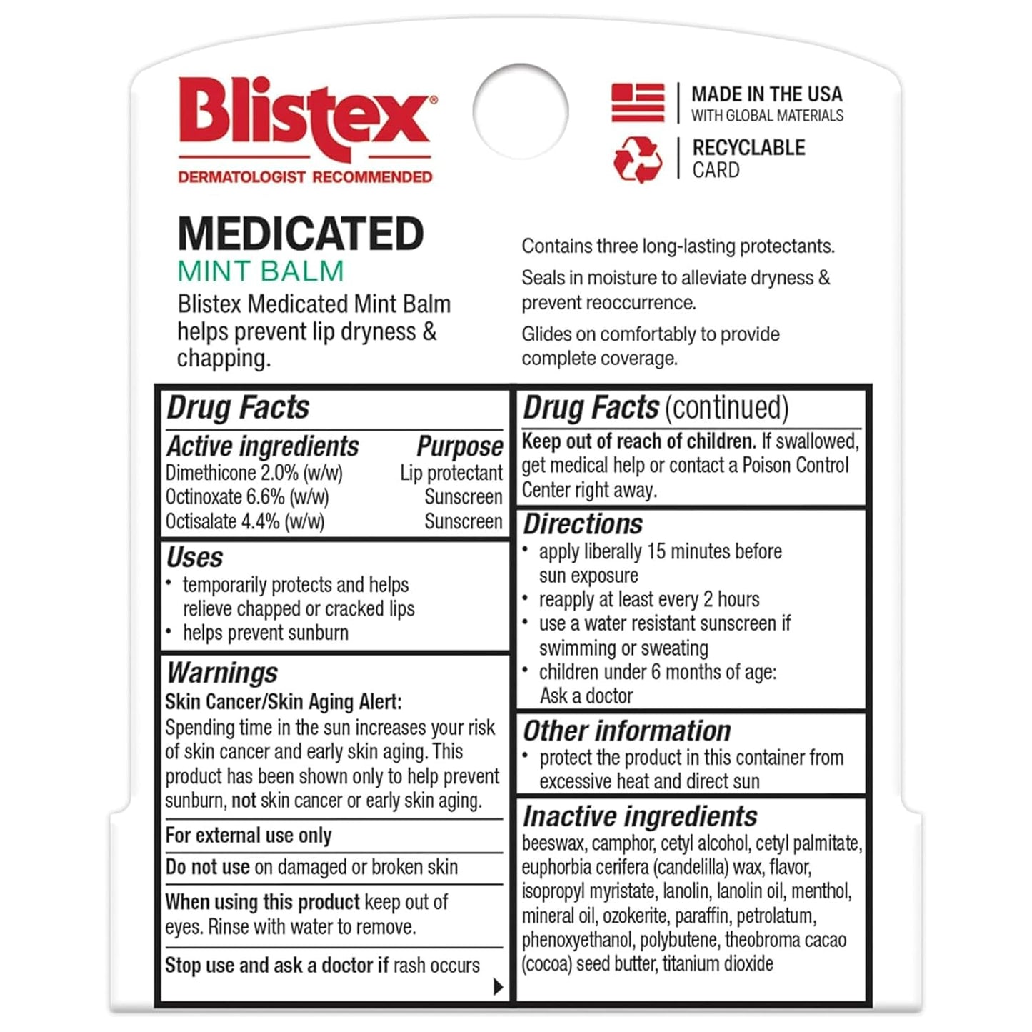 Blistex Medicated Lip Balm SPF 15, 24 Hr Moisture, 0.15 oz, 3 Count