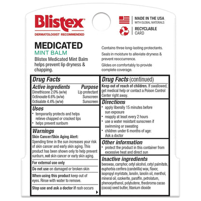Blistex Medicated Lip Balm SPF 15, 24 Hr Moisture, 0.15 oz, 3 Count