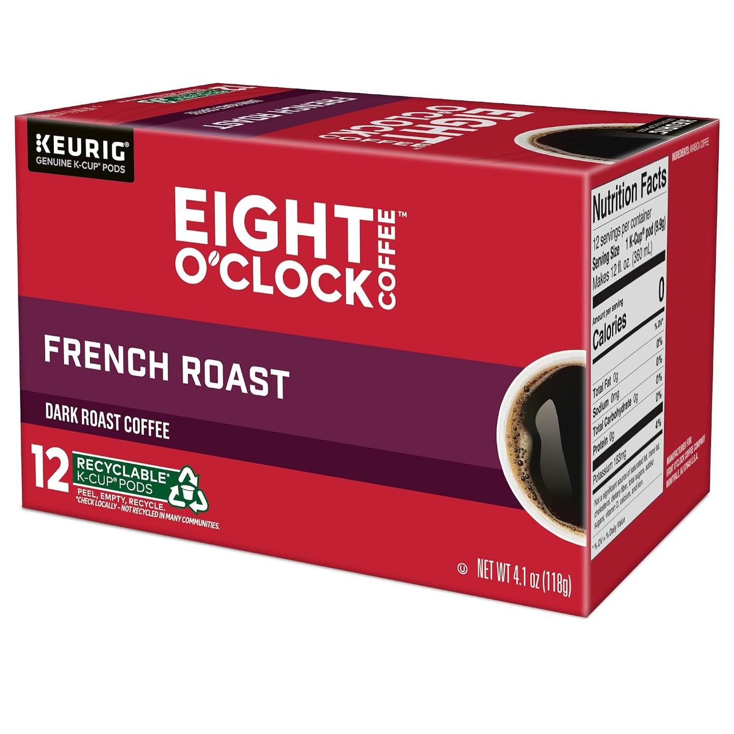 Eight O'Clock Coffee Hazelnut, Single-Serve Keurig K-Cup Pods, Flavored Medium Roast Coffee Pods, 96 Count