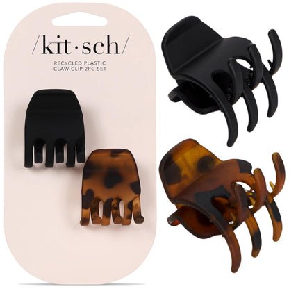 Kitsch Mini Hair Clips for Women - Tortoise & Black, 16 Pcs