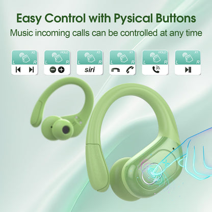 Wireless Earbuds 75H Bluetooth 5.4 Sport Headphones with Earhooks, Black