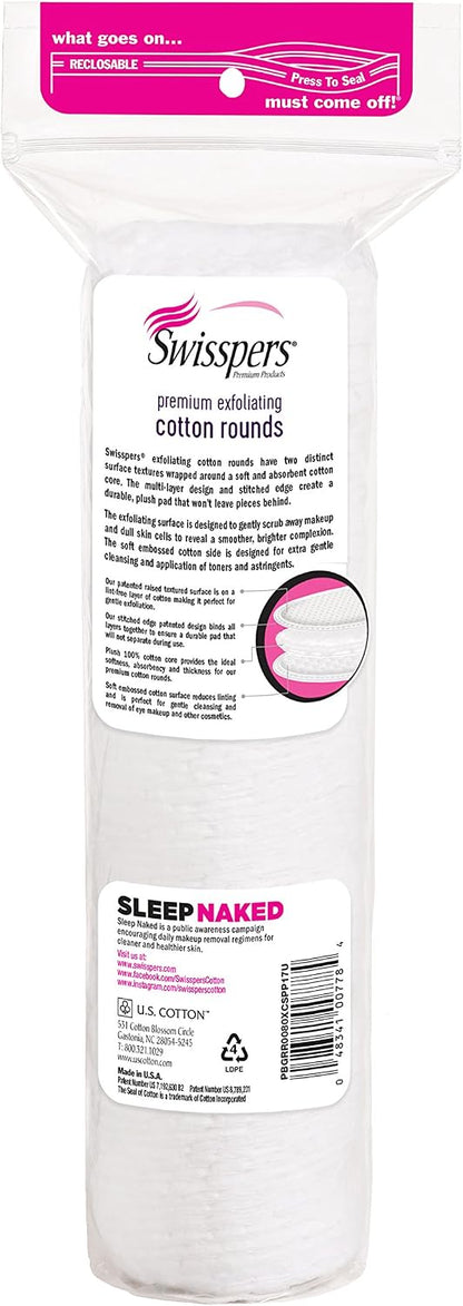 Swisspers Premium Cotton Rounds, Dual-Sided, 100 Count (Pack of 3)