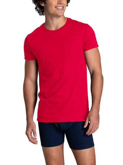 Fruit of The Loom Men's Crew Tee Undershirts, Moisture Wicking & Tag Free, Also Available in Big & Tall