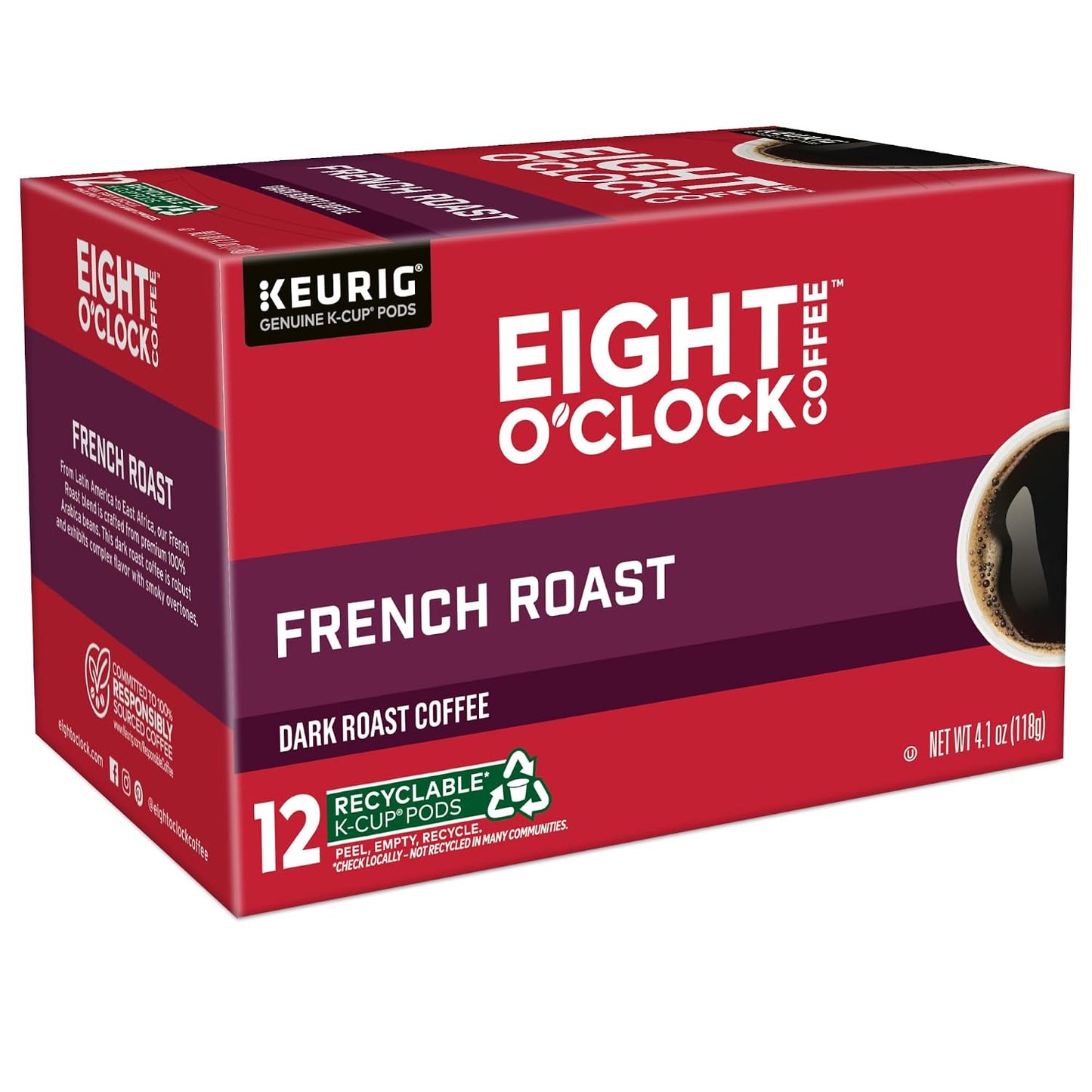 Eight O'Clock Coffee Hazelnut, Single-Serve Keurig K-Cup Pods, Flavored Medium Roast Coffee Pods, 96 Count
