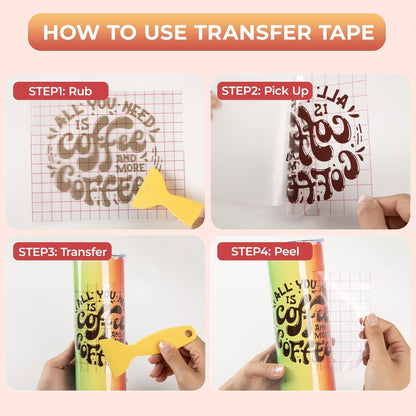 YRYM HT Transfer Tape for Vinyl, 12" x 50 FT, Medium Tack, Red