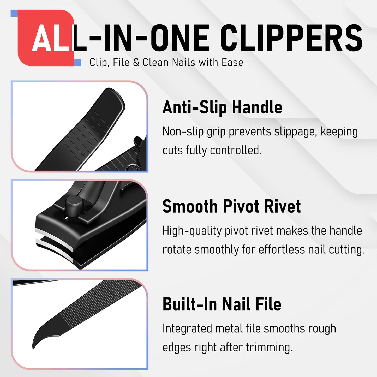 firiKer Nail Clippers with Nail File,Fingernail Clipper,Toe Nail Clippers