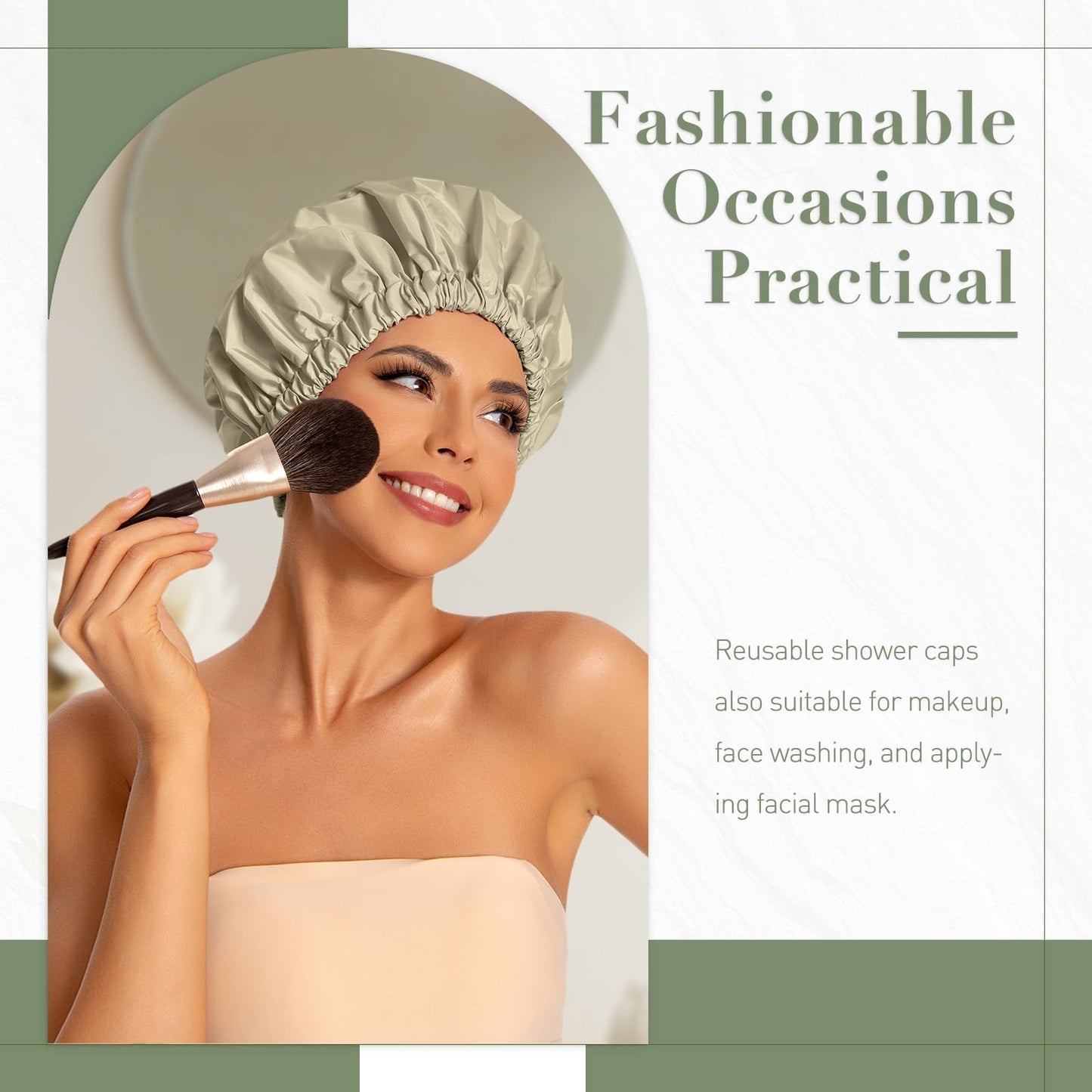 Edoneery Shower Caps for Women Reusable Waterproof, Shower Hair Cap