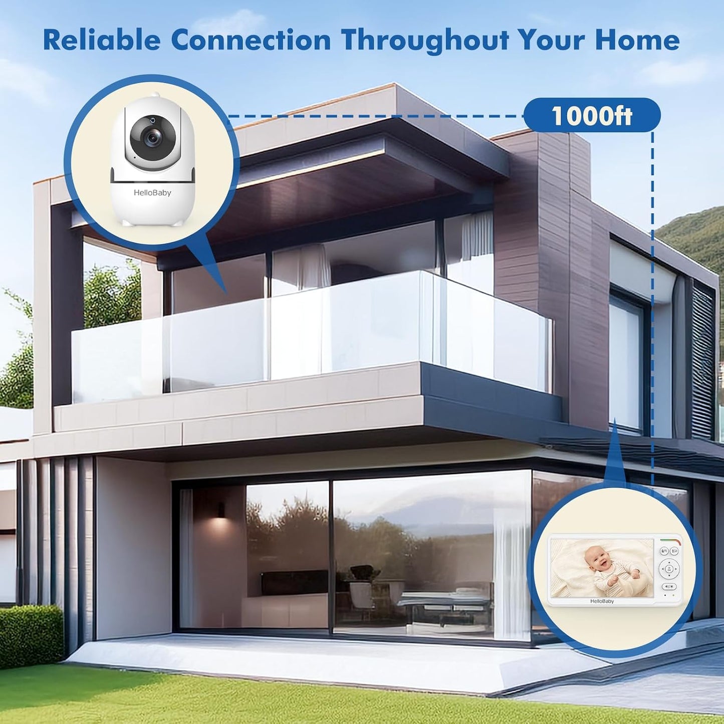 HelloBaby 6'' No WiFi Video Baby Monitor with Camera Audio, 30H Battery