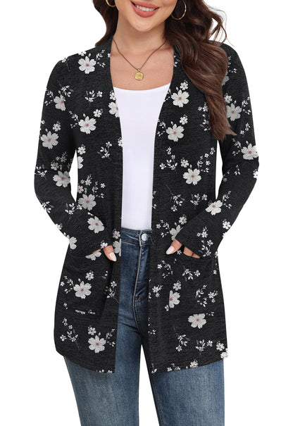 Yincro Women Lightweight Cardigan Long Sleeve Open Front with Pockets S-3XL