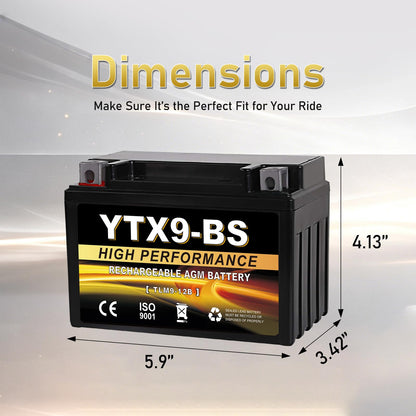 YTX14AH-BS 12V 12Ah Motorcycle Battery, 220CCA Rechargeable Maintenance Free Sealed AGM Battery, Powersport Replacement for ATV, UTV, Scooter