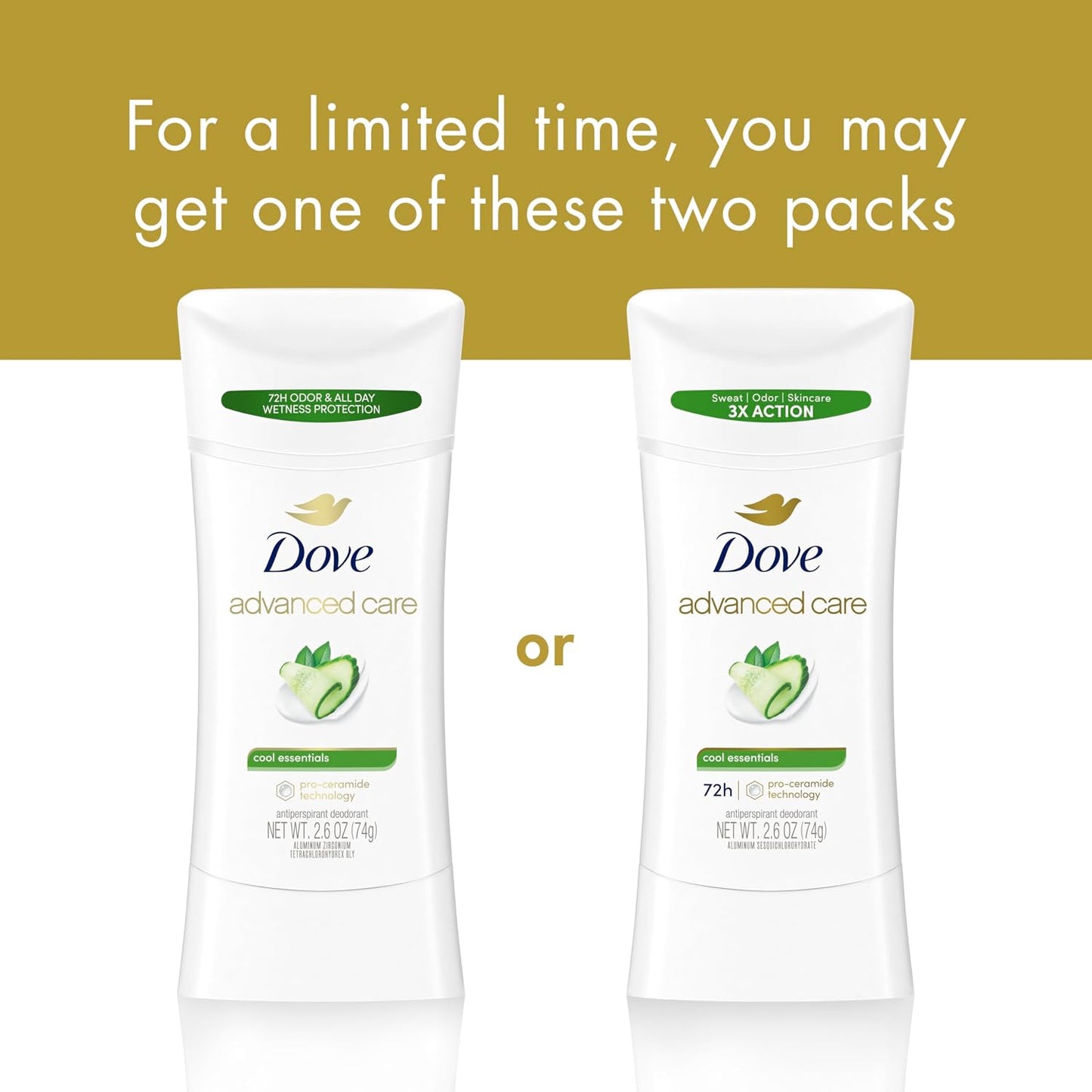 Dove Advanced Care Antiperspirant Stick Cool Essentials 2.6 oz 2PK