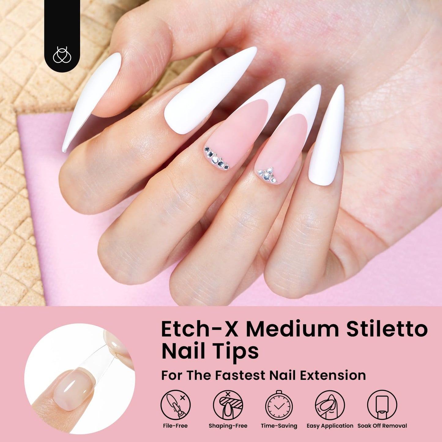 Beetles Soft Gel Nail Tips Short Almond 288pcs in 12 Sizes Etch-X