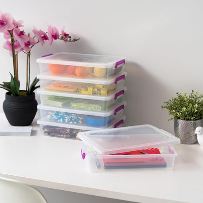 IRIS USA Storage Bins with Lids |Made in USA| 5 Qt - (6-Pack) - Clear