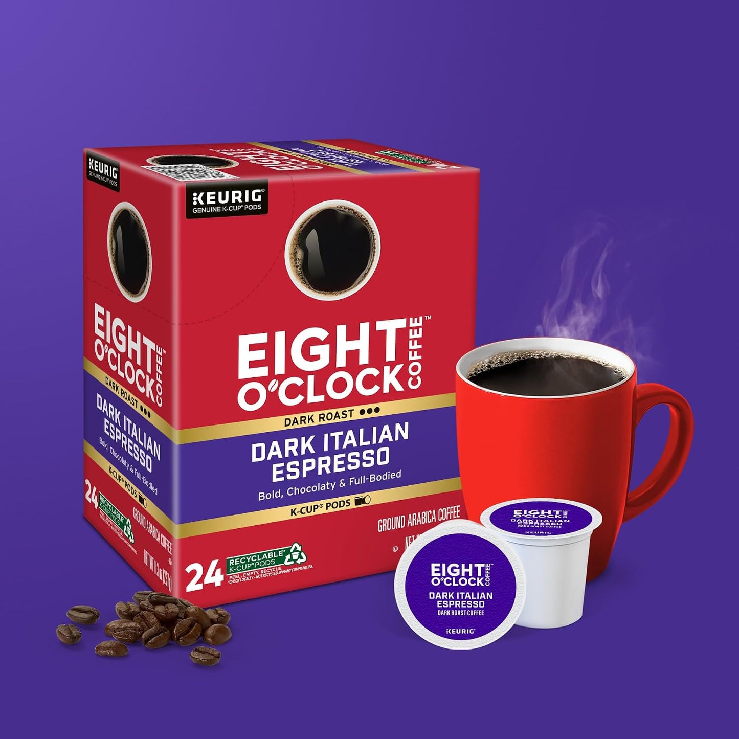 Eight O'Clock Coffee Hazelnut, Single-Serve Keurig K-Cup Pods, Flavored Medium Roast Coffee Pods, 96 Count