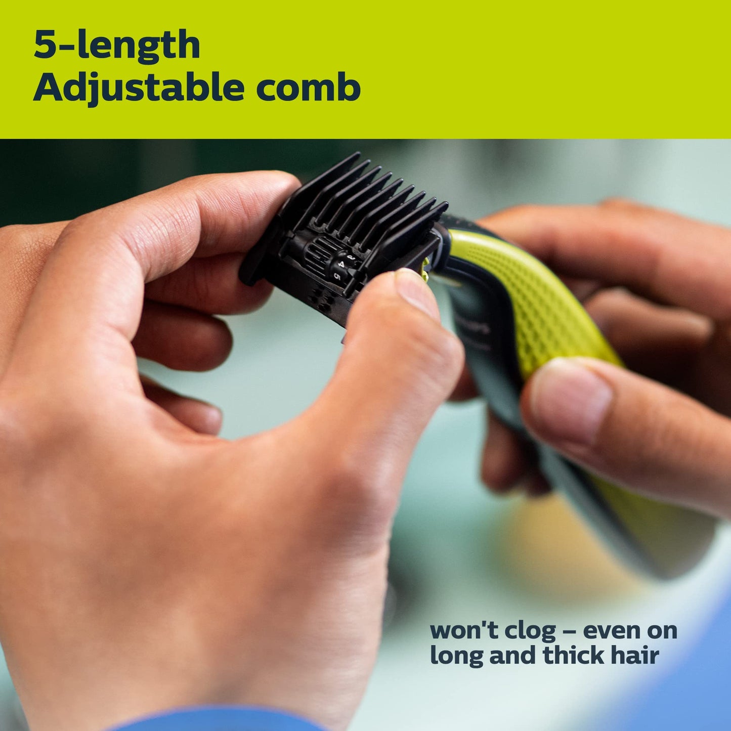 Norelco Philips OneBlade 360 Hybrid Face Trimmer and Shaver, 5 Length Comb
