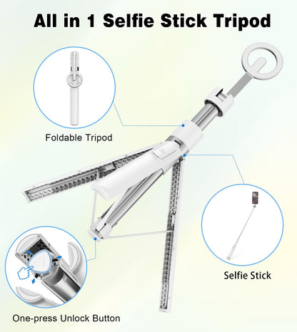 TONEOF 68" Magnetic Aluminum Phone Tripod Selfie Stick for iPhone & Android