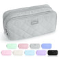 Sooez Large Pencil Case Pouch, Extra Big Pencil Bag with 8 Compartments, Pen Bag Wide Opening, Soft Quilted Pencil Pouch Organizer with Zipper, Portable Pencil Case for Teen Girls, Beige