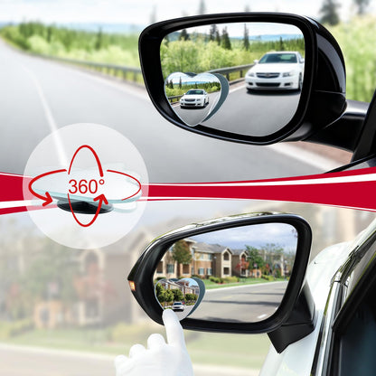 LivTee Blind Spot Mirror, 2" Round HD Glass Frameless Convex Rear View Mirrors Exterior Accessories with Wide Angle Adjustable Stick for Car SUV and Trucks, Pack of 2