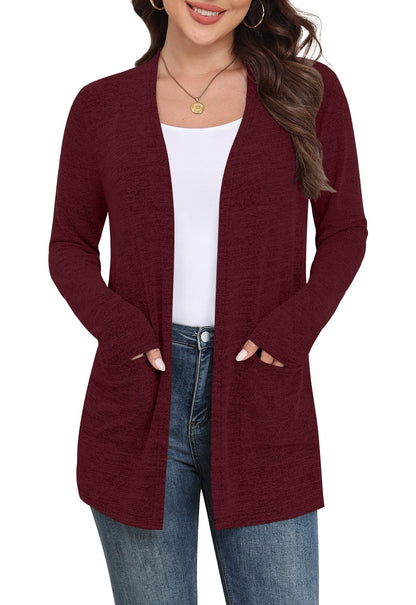 Yincro Women Lightweight Cardigan Long Sleeve Open Front with Pockets S-3XL