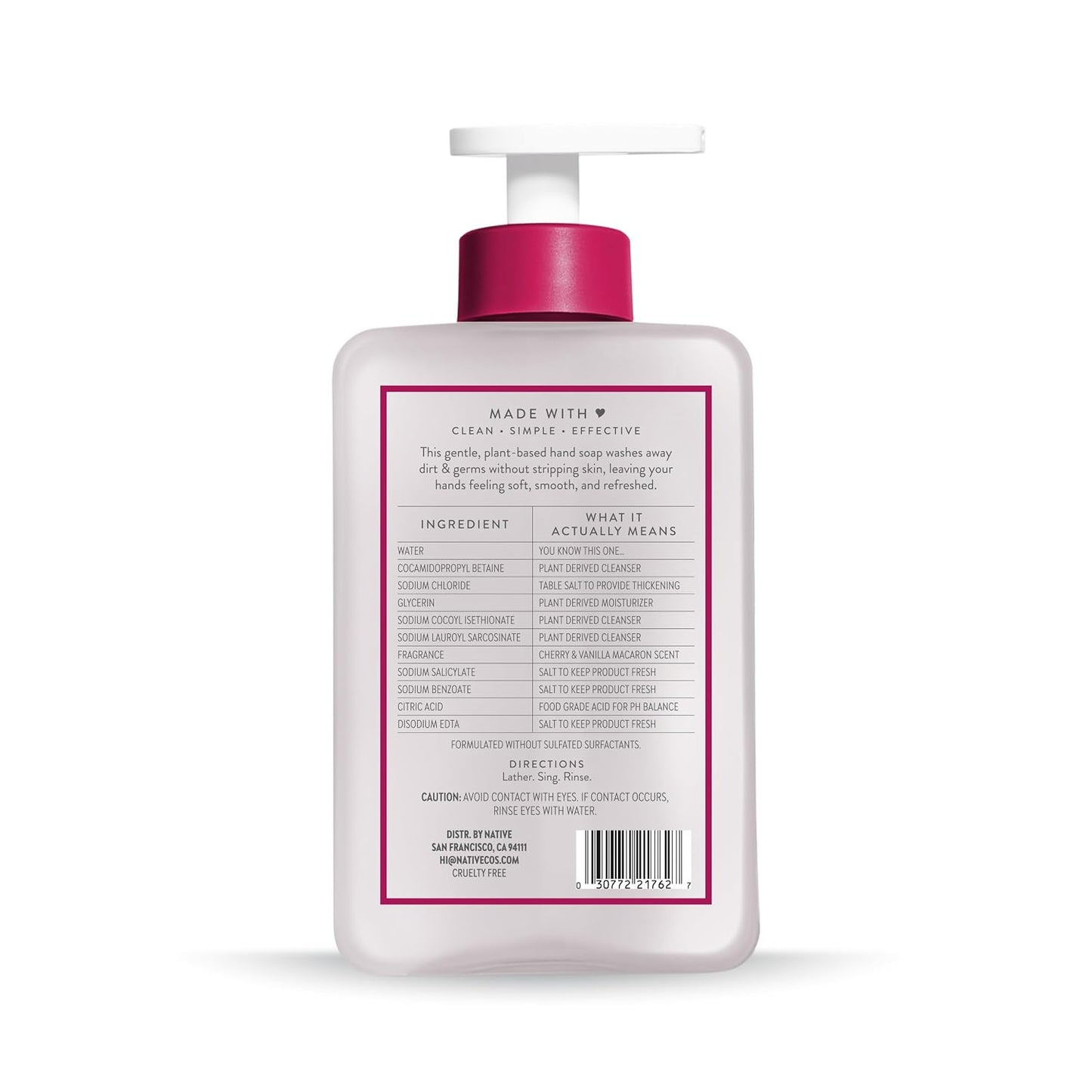 Native Liquid Hand Soap, Toasted Vanilla & Honey Scent, Non-Drying Formula for Soft, Smooth Hands, Made with Plant-Based Cleansers, Sulfate & Paraben Free, 13 oz Bottle