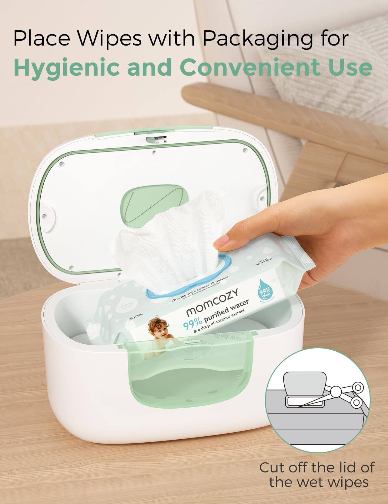 Momcozy Baby Wipe Warmer, Innovative Spring Design,Large Capacity Dispenser