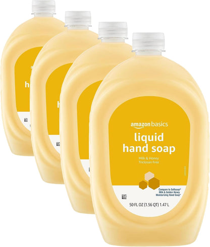 Amazon Basics Liquid Hand Soap Refill, Milk and Honey Scent, Triclosan-Free, pH Balanced, Dermatologist Tested, 50 Fluid Ounces, 2-Pack (Previously Solimo)