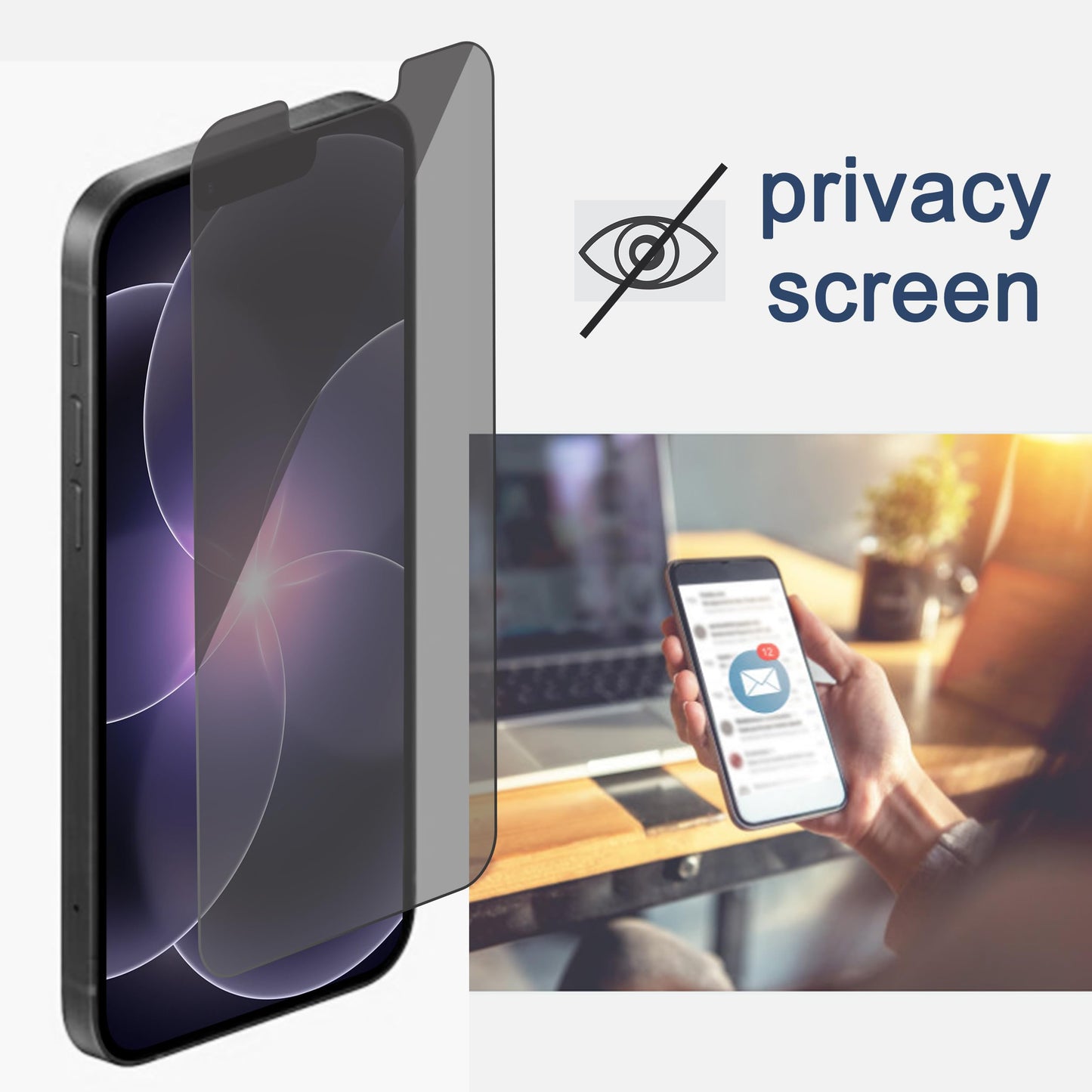 Ailun 3 Pack Privacy Screen Protector for iPhone 16 Pro Max, Tempered Glass