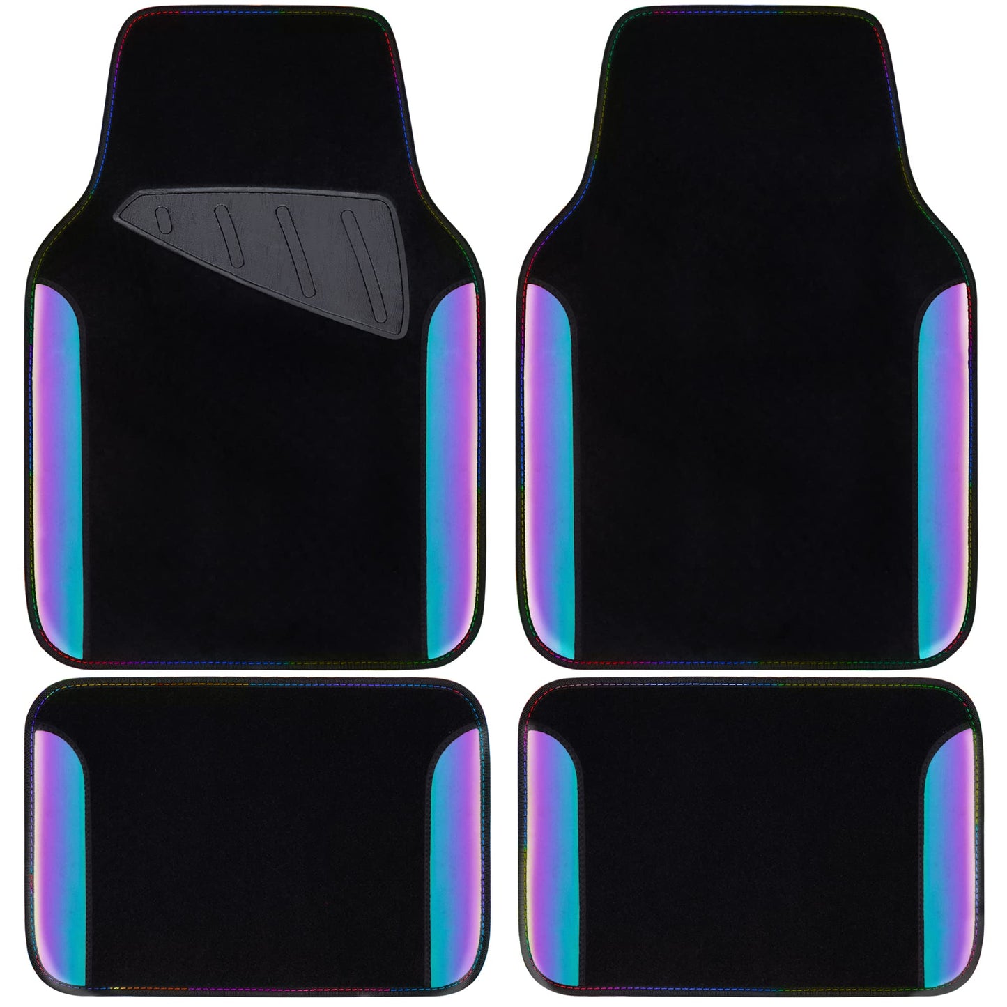 CAR PASS Waterproof Universal Fit Car Floor Mats, Faux Leather Car Carpet Mats, Black Car Mats with Anti-Slip Nibbs Backing & Driver Heel Pad Fit for SUV,Vans,sedans, Trucks,Set of 4pcs(All Black)