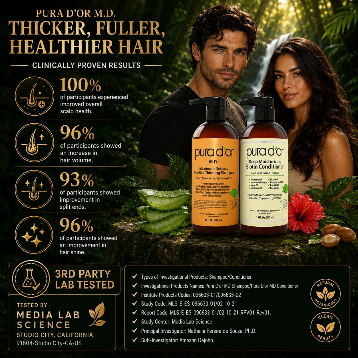 PURA D'OR Deep Moisturizing Biotin Hair Regrwoth Conditioner Thickens, Softens, & Moisturizes Dry, Frizzy, Damaged Hair w/Argan Oil, Pumpkin, Rosemary, Honeysuckle, Vitamin E, Men & Women, 16oz