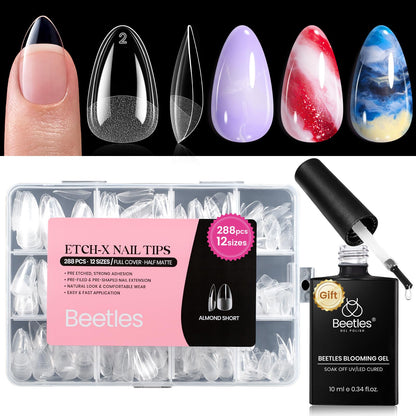 Beetles Soft Gel Nail Tips Short Almond 288pcs in 12 Sizes Etch-X