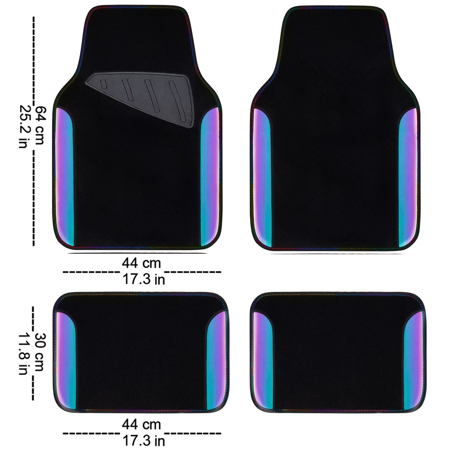 CAR PASS Waterproof Universal Fit Car Floor Mats, Faux Leather Car Carpet Mats, Black Car Mats with Anti-Slip Nibbs Backing & Driver Heel Pad Fit for SUV,Vans,sedans, Trucks,Set of 4pcs(All Black)