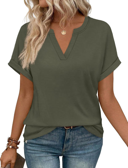 WIHOLL Womens Blouses Spring Tops Short Sleeve Shirts Dressy Casual Summer Vacation Fashion Clothing 2026