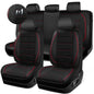 CAR PASS Universal FIT Piping Leather Car Seat Cover, for suvs,Van,Trucks,Airbag Compatible,Inside Zipper Design and Reserved Opening Holes (Full Set, Black and Red)