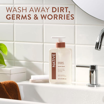 Native Liquid Hand Soap, Toasted Vanilla & Honey Scent, Non-Drying Formula for Soft, Smooth Hands, Made with Plant-Based Cleansers, Sulfate & Paraben Free, 13 oz Bottle