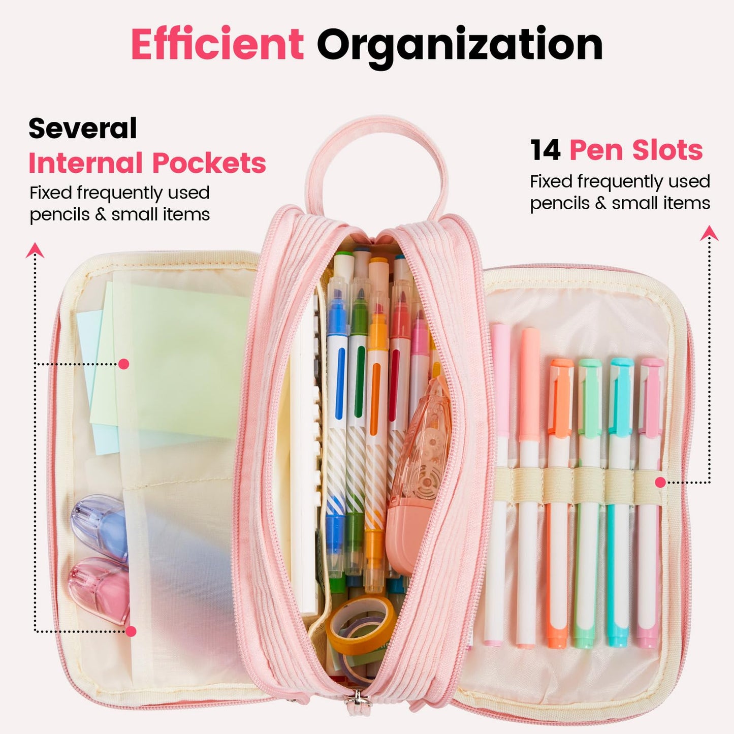 Sooez High Capacity Pencil Case, Soft Corduroy Pencil Pouch