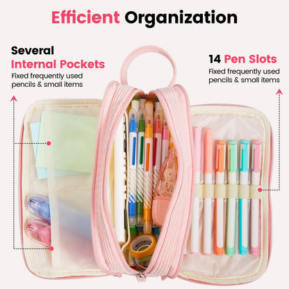 Sooez High Capacity Pencil Case, Soft Corduroy Pencil Pouch