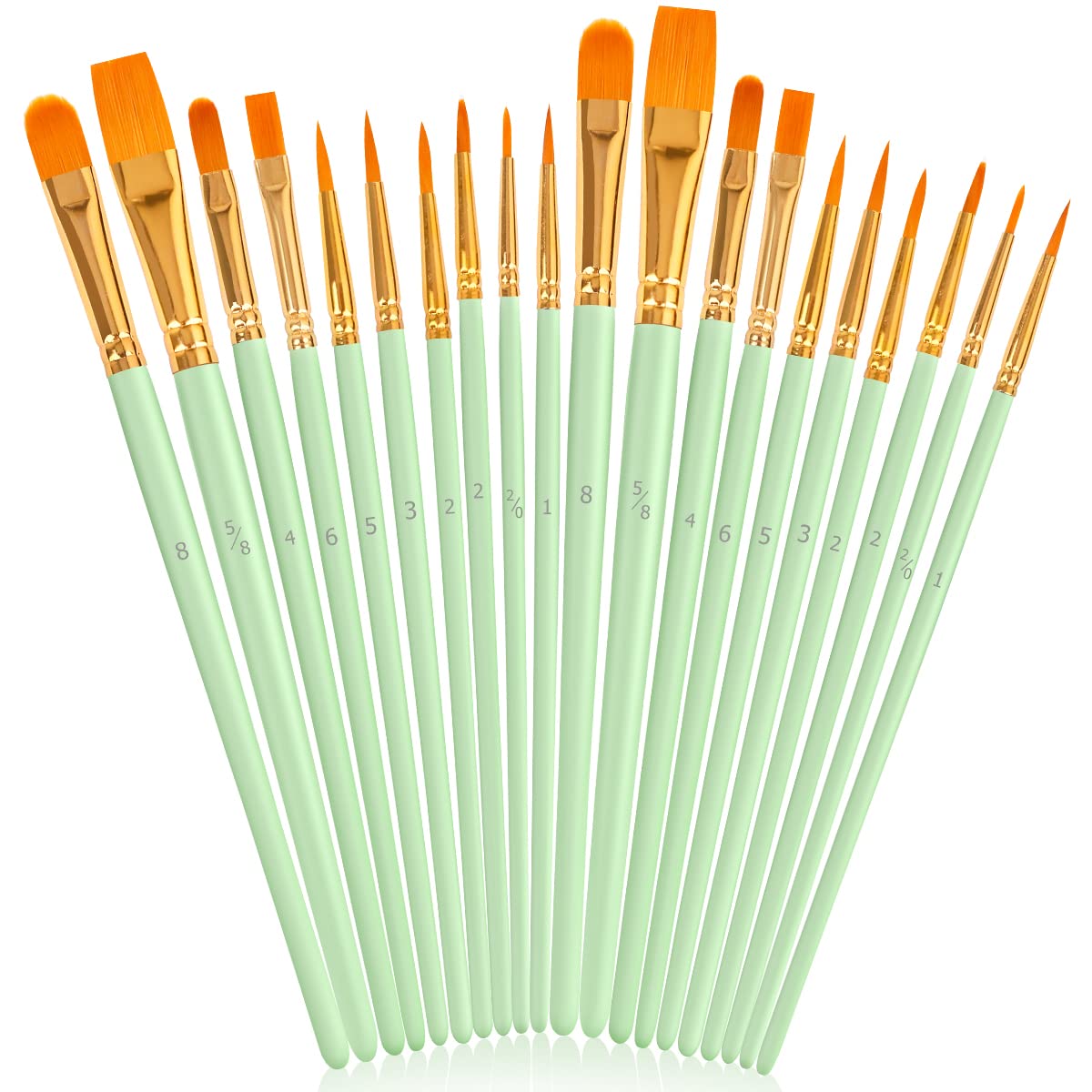 Soucolor Acrylic Paint Brushes Set, 20 Pcs Pointed Tip Artist Paintbrushes