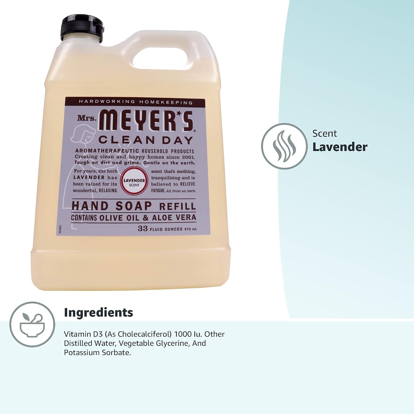 Mrs. Meyer's Clean Day, Hand Soap Refill, Lemon Verbena Scent, 33 Fl Oz