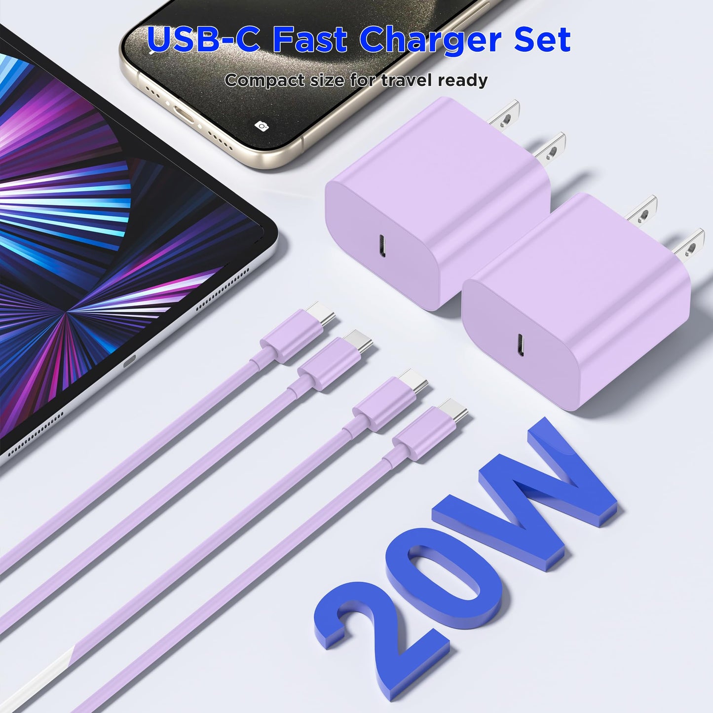 iPhone 17 16 15 Charger Fast Charging,2Pack 20W Apple iPad USB C Wall Charger Block with 6FT USB C to C Cable for iPhone 17/Pro/Pro Max/17 Air/ 16/16 Pro/16 Pro Max/15/Plus/Pro/Pro Max