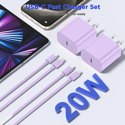 iPhone 17 16 15 Charger Fast Charging,2Pack 20W Apple iPad USB C Wall Charger Block with 6FT USB C to C Cable for iPhone 17/Pro/Pro Max/17 Air/ 16/16 Pro/16 Pro Max/15/Plus/Pro/Pro Max