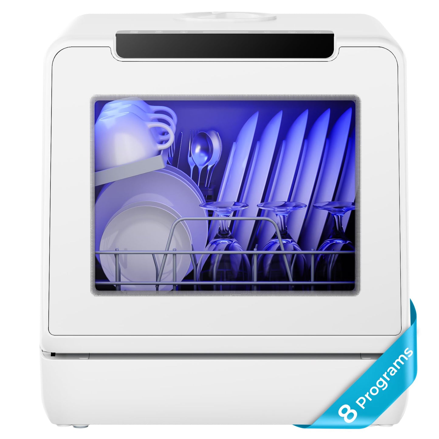 EUHOMY Countertop Dishwasher Portable, 8 Programs with 5L Tank, Black, 40dB